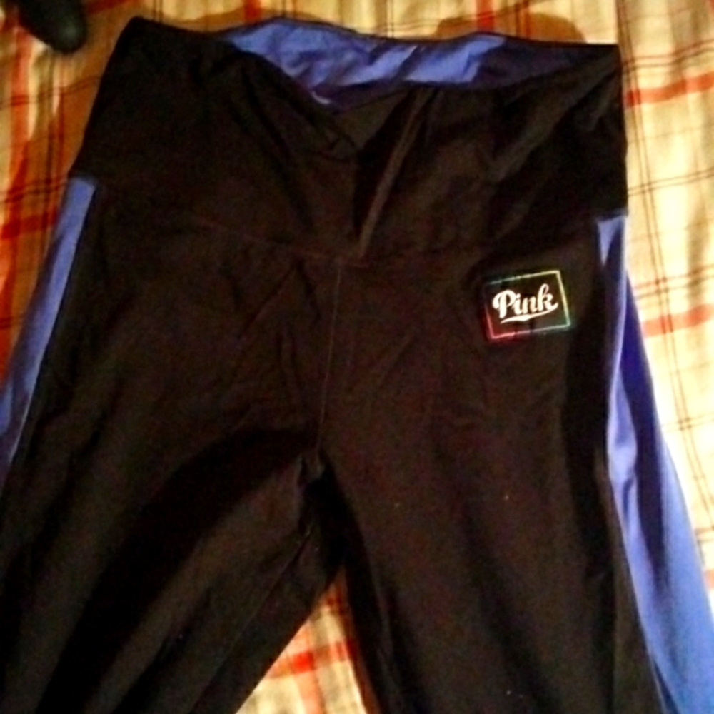 Exercise pants the brand is pink the size is medium and the color is black and l